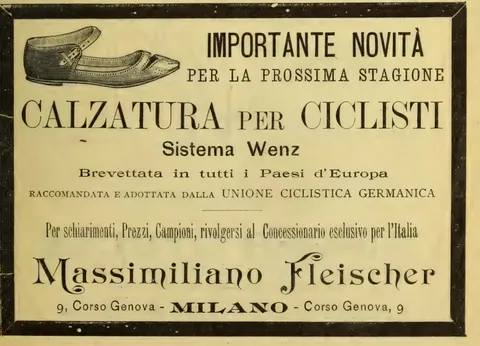 Calzatura per Ciclisti Sistema Wenz, Massimiliano Fleischer, Milano