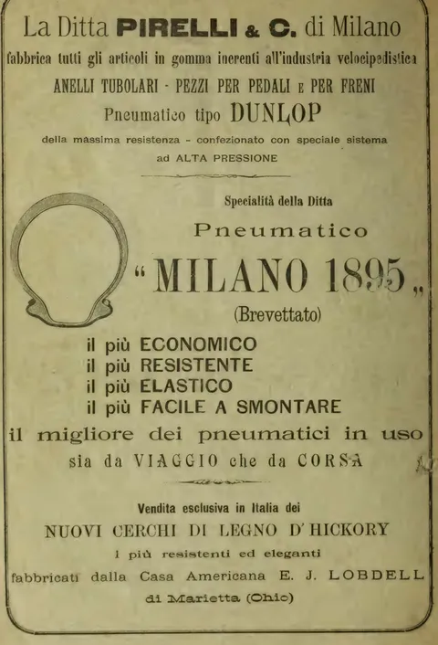 La Ditta Pirelli & C. di Milano, Pneumatico "Milano 1895" (Brevettato)