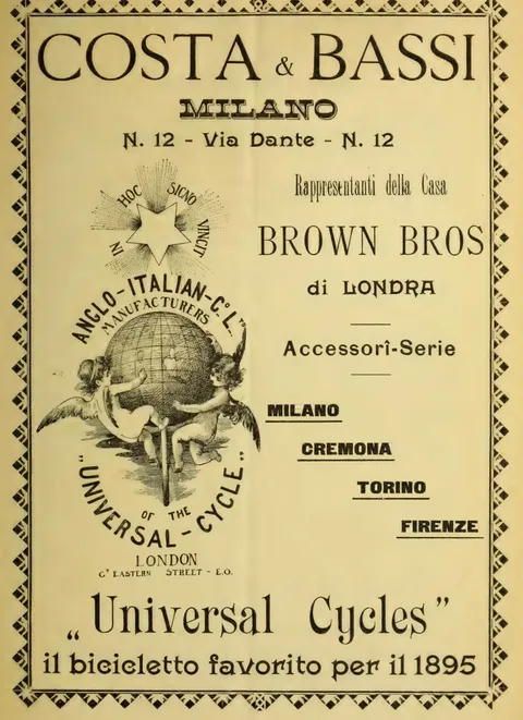 Roberto Bassi, Milano, Rappresentante della Casa Brown Bros di Londra, 'Universal Cycles'