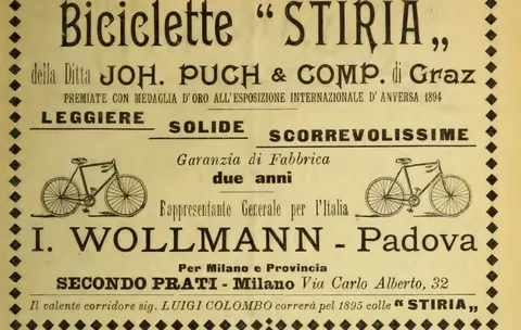 Biciclette Stiria, Joh. Puch & Comp. di Graz, rappresentante I. Wollmann (Padova)
