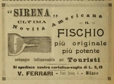 'Sirena', Fischio Allarme Americano per Ciclisti, V. Ferrari, Milano