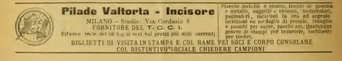 Pilade Valtorta, Incisore, Fornitore del T.C.C.I.