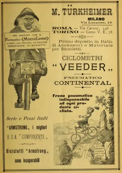 M. Türkheimer, Ciclometri Veeder, Pneumatico Continental, Freno pneumatico