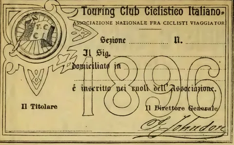 Touring Club Ciclistico Italiano, Tessera 1896