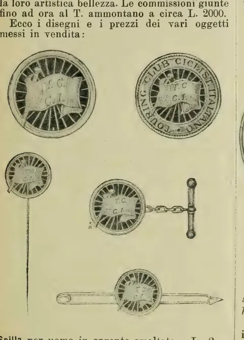 Distintivi e oggetti d'ornamento del T.C.C.I. in vendita ai Soci