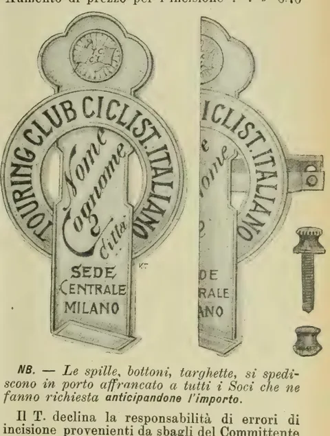 Targhetta da applicare alla bicicletta