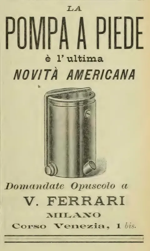 La Pompa a Piede è l'ultima Novità Americana (V. Ferrari)