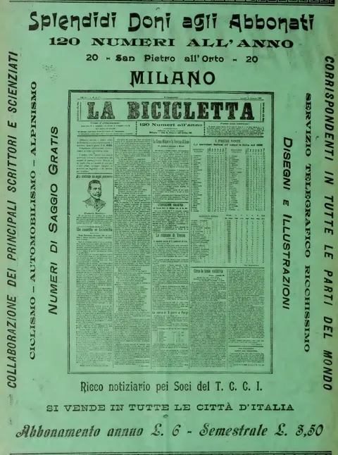 Splendidi Doni agli Abbonati, La Bicicletta, 120 Numeri all'Anno