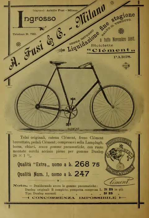 A. Fusi & C., Milano, Biciclette Clément, Paris