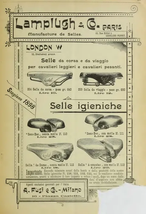 Lamplugh & Co., Paris, Selle da corsa, da viaggio e igieniche