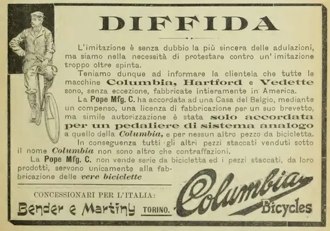 Diffida, Columbia, Hartford e Vedette (Pope Mfg. Co.)
