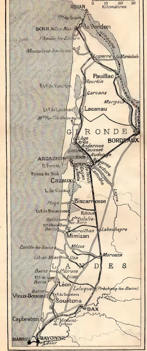 Les Landes méconnues, carte de la Gironde et des Landes