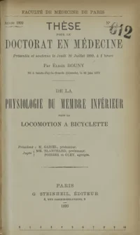 De la Physiologie du Membre Inferieur dans la Locomotion a Bicyclette cover