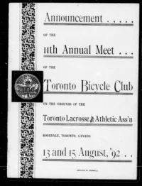 Official Announcement: Eleventh Annual Race Meet, Toronto Bicycle Club cover