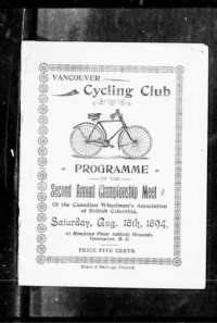 Vancouver Cycling Club: Second Annual C.W.A. Championship Meet cover