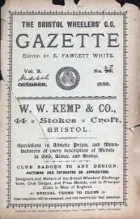 The Bristol Wheelers C.C. Gazette, Vol 1899, No 3