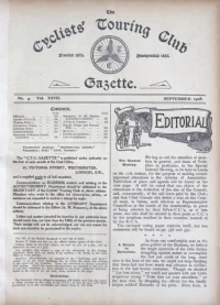 CTC Gazette, Vol 1908, No 9 cover