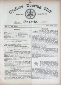 CTC Gazette, Vol 1908, No 11 cover