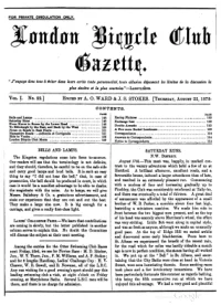 London Bicycle Club Gazette, Vol 1, No 22