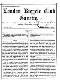 London Bicycle Club Gazette, Vol 2, No 1