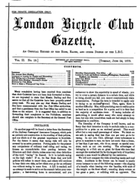 London Bicycle Club Gazette, Vol 2, No 19