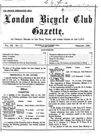 London Bicycle Club Gazette, Vol 3, No 1