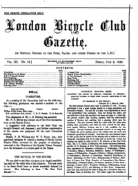 London Bicycle Club Gazette, Vol 3, No 16