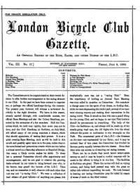 London Bicycle Club Gazette, Vol 3, No 17