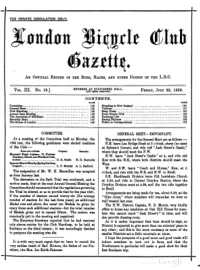 London Bicycle Club Gazette, Vol 3, No 19
