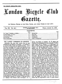 London Bicycle Club Gazette, Vol 3, No 22