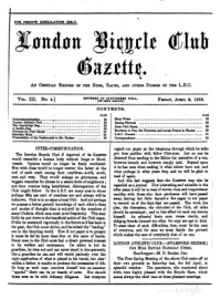 London Bicycle Club Gazette, Vol 3, No 4