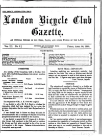 London Bicycle Club Gazette, Vol 3, No 7