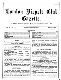London Bicycle Club Gazette, Vol 5, No 11