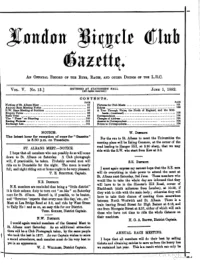 London Bicycle Club Gazette, Vol 5, No 13