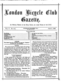 London Bicycle Club Gazette, Vol 5, No 14