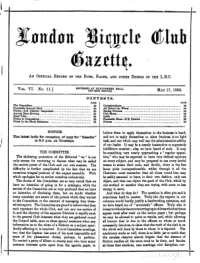 London Bicycle Club Gazette, Vol 6, No 11