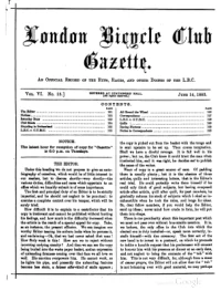 London Bicycle Club Gazette, Vol 6, No 15