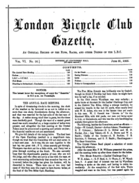 London Bicycle Club Gazette, Vol 6, No 16