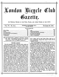 London Bicycle Club Gazette, Vol 6, No 33