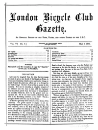 London Bicycle Club Gazette, Vol 6, No 9