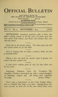 Official Bulletin American Wheelmen, Vol 12, No 9 cover