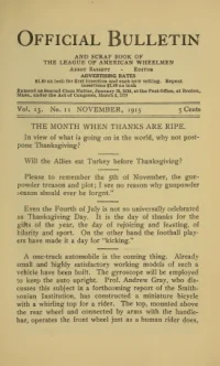 Official Bulletin American Wheelmen, Vol 13, No 11 cover