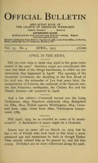 Official Bulletin American Wheelmen, Vol 13, No 4 cover