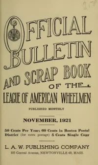 Official Bulletin American Wheelmen, Vol 19, No 11 cover