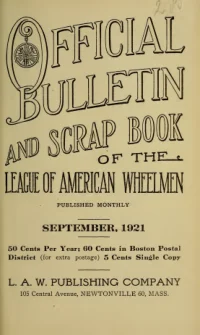 Official Bulletin American Wheelmen, Vol 19, No 9 cover