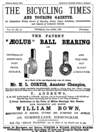 The Bicycling Times Touring Gazette, Vol 6, No 21 cover