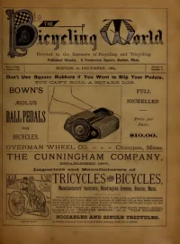 The Bicycling World, Vol 10, No 8 cover