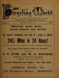 The Bicycling World, Vol 11, No 26 cover