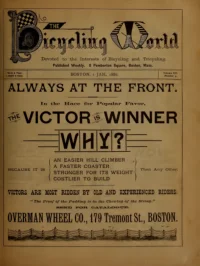 The Bicycling World, Vol 12, No 9 cover