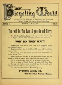 The Bicycling World, Vol 13, No 2 cover